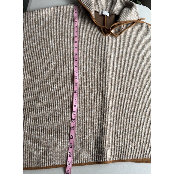 THML Ribbed Poncho Style Sweater Women Size XS/S Tan Boxy Oversized Pullover - Picture 8 of 10